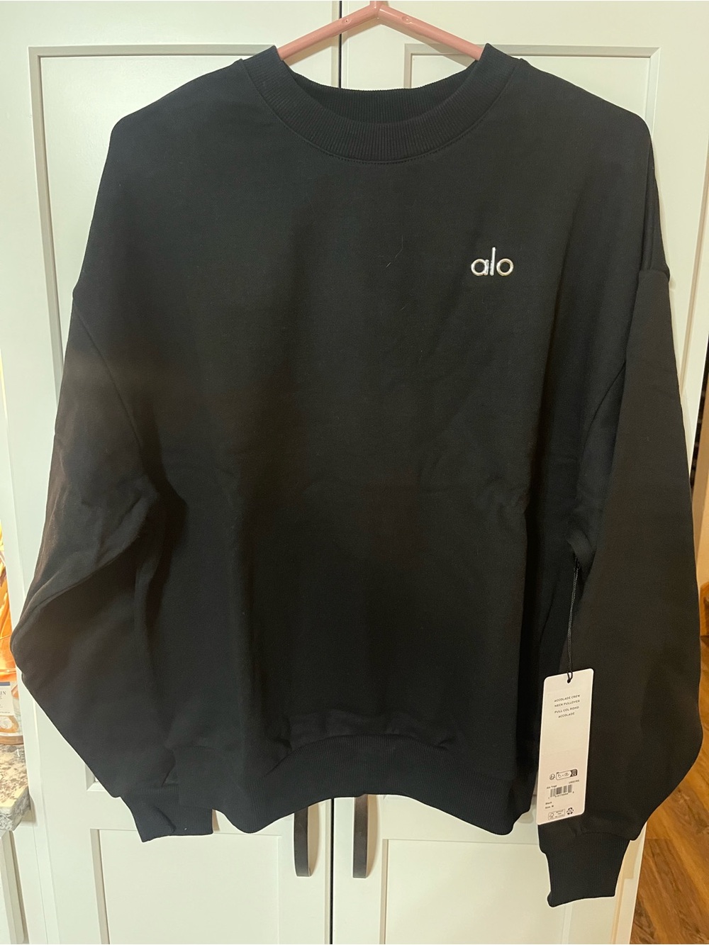 NWT Alo Yoga Accolade Crewneck Sweatshirt Black Medium Oversized